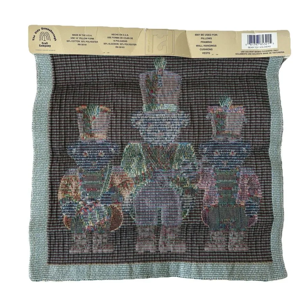 Xmas Toy Soldier Jacquard Tapestry Pillow Panel Bear Drum Band Craft Project NOS